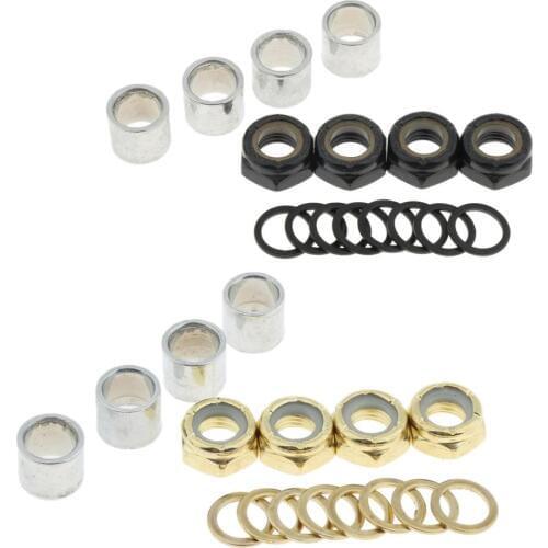 16Pcs Standard Skateboard Accessories Axle Washer Bearing Spacer Nuts Speed Rings for Longboard Repair Rebuilding Kit
