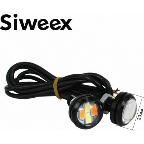 2PCS 23mm 5630 4SMD Led White/Amber Dual Color Eagle Eye Daytime Runing Warning Light DC 12V Car Styling