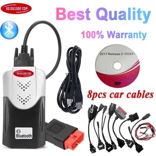 2021 NEW Arrival OBD2 SCANNER VD DS150E CDP Bluetooth 2017.R3 Keygen for Delphis MultiDiag Car Accessories Diagnostic+8 Cables