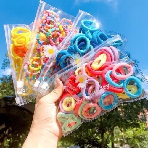50Pcs/Bag Colorful Nylon Small Rubber Band For Girl Fashion Children Tie Ponytail Holder Elastic Scrunchie Kids Hair Accessories