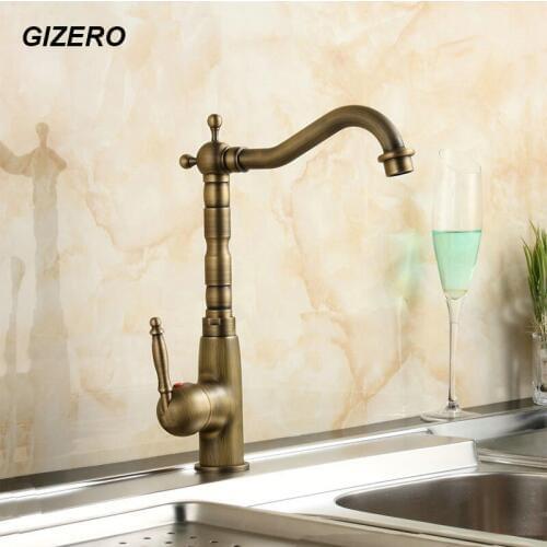 Antique Brass Faucet Kitchen Sink Mixer Swivel Spout Bathroom Basin Tap torneira Deck Mounted grifo ZR103
