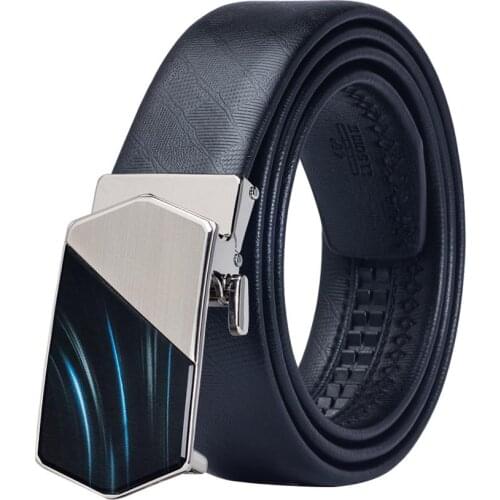 BK-0070 Barry.Wang 2017 Fashion Automatic Buckle Leather luxury Belts Business Male Alloy buckle Belts for Mens Free Shipping