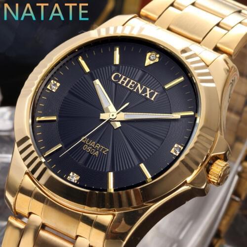 CHENXI Clock Fashion Men Luxury Gold Watch Full gold Stainless Steel Quartz Men Leisure waterproof WristWatch Relogio Masculino