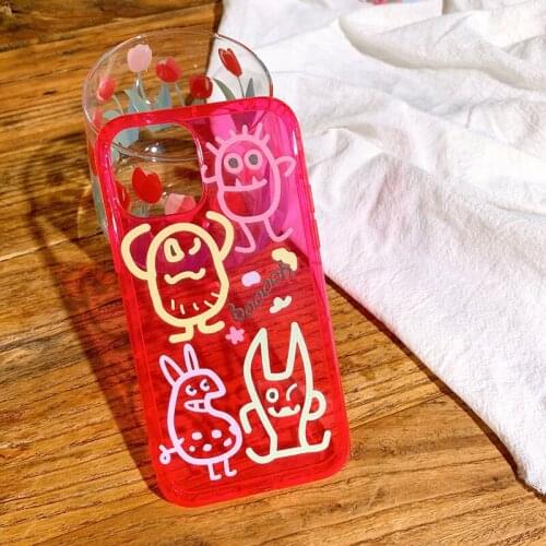 Apple 11 fluorescent hand-painted color monster xr mobile phone shell iphone12mini xs max all-inclusive soft shell application