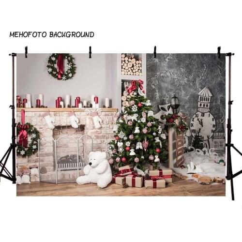 Photography Backdrops Christmas Background Fireplace Tree Winter Snow Window Interior Baby Birthday Background For Photo Studio