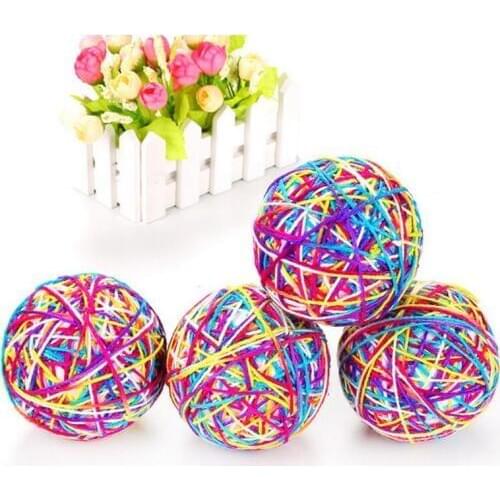 Pet Cat Rolling Ball Toys Colorful Wool Yarns Kittens Scratch Ball Toys for Exercising