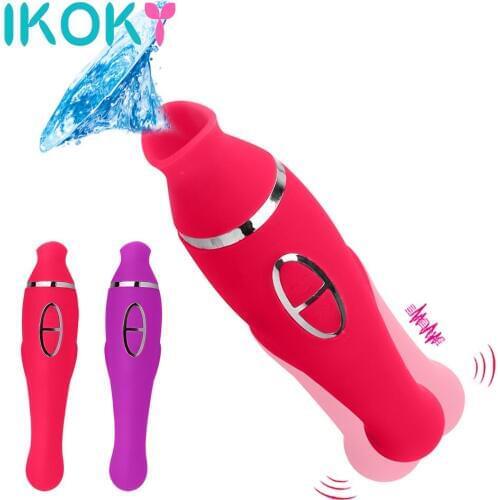 IKOKY Clitoris Stimulator Erotic Vagina Vibrator Sex Toys for Women Pussy Pump Nipple Sucking Tongue Blowjob