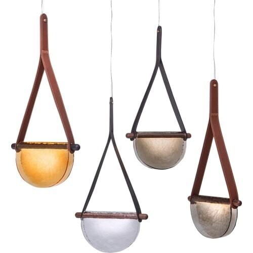 Personality Art Deco Pendant Lamp Nordic Creative Handbag Droplight Leather Glass Led Hanging Lighting Fixtures New Arrival