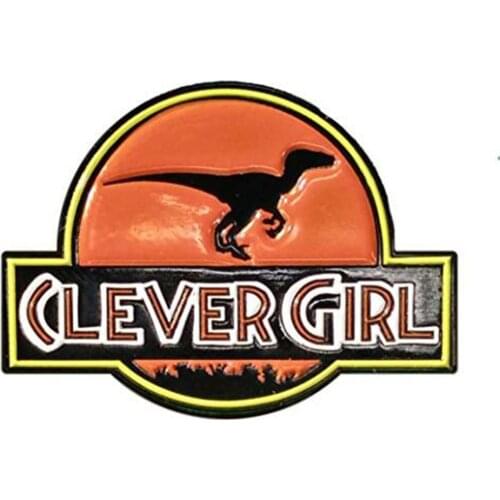 Clever Girl Raptor Enamel Badge dinosaur Brooch Feminist jewerly