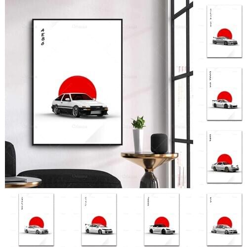 Canvas HD Prints Painting Wall Art AE86 White Japanese Car Poster Home Decor Modern Modular Drift Vehicle Pictures For Gift