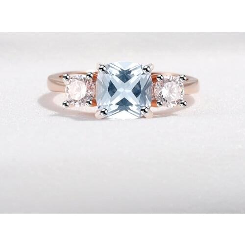 925 Sterling Silver Gemstone Ring For Women Cushion Nano Sky Blue Topaz Delicate Luxury Engagement Wedding Jewelry Fine Jewelry