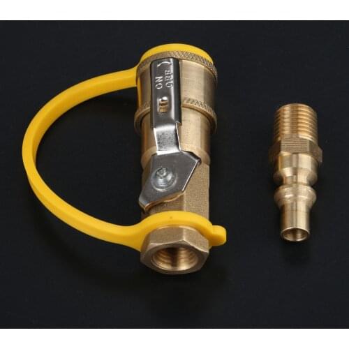 Propane Quick-Connect Kit With Shut-off Ball Valve 1/4" Quick Connect Kit Shutoff Valve & Full Flow Male Plug For Propane Gas
