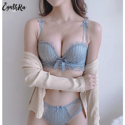 Underwear Set Women Lace Sexy Wire Free Bra Seamless Push Up Soft Bras And Panties Beauty Back Breathable Lingerie Set For Women