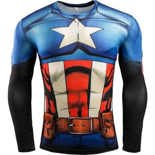 Compression Shirt Long Sleeve Sport TShirt Mens Cosplay 3D Tees Tops Quick Dry Fit Fitness Bodybuilding Workout Running Shirts