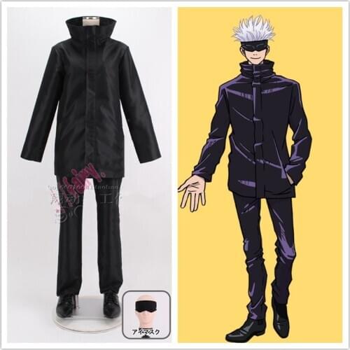 Anime Jujutsu Kaisen Cosplay Gojo Satoru Costume Black School Uniform Outfit Halloween Cosplay Costumes for Men Custom Made