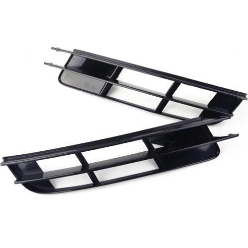 DWCX 1Pair Black Plastic Car Front Lower Bumper Cover Fog Light Grille 4L0807681/4L0807682 Fit for Audi Q7 2007 2008 2009