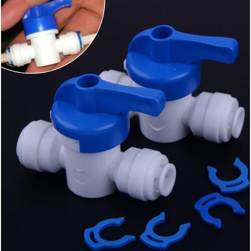 LETAOSK 2PCS Thread Ball 1/4 inch Valve Inline Tap Quick Connect Push with E-clip for RO Water Reverse Osmosis System
