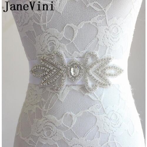 JaneVini Hot Sale Crystal Satin Bridal Belt With Stones Bride Wedding Belts For Dresses Beaded Diamond Ribbon Sash Accessories