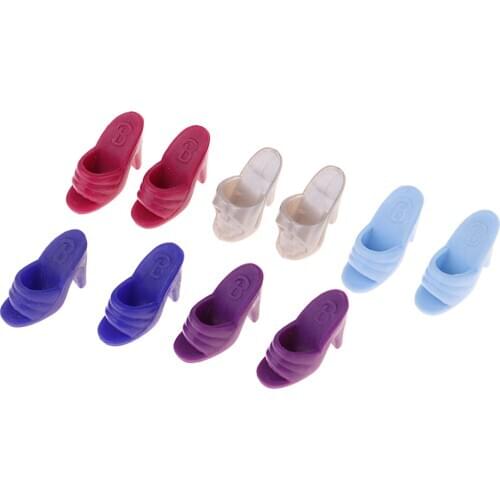 12inch Fashion Girl Doll Shoes - New Casual Shoes High Heels Sandals 5 Pairs - For Summer Beach Clothing Random Color