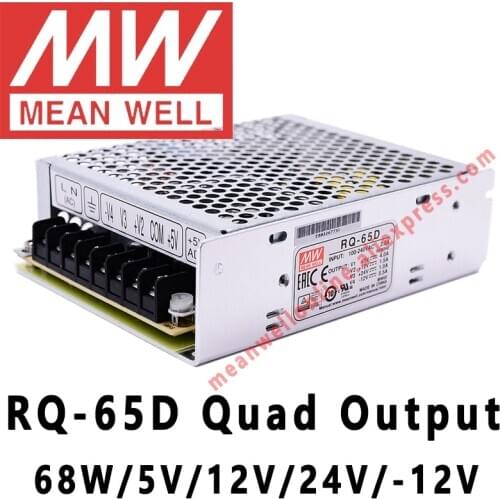 Mean Well RQ-65D 5V/12V/24V/-12V AC/DC 68W Quad Output Switching Power Supply meanwell online store