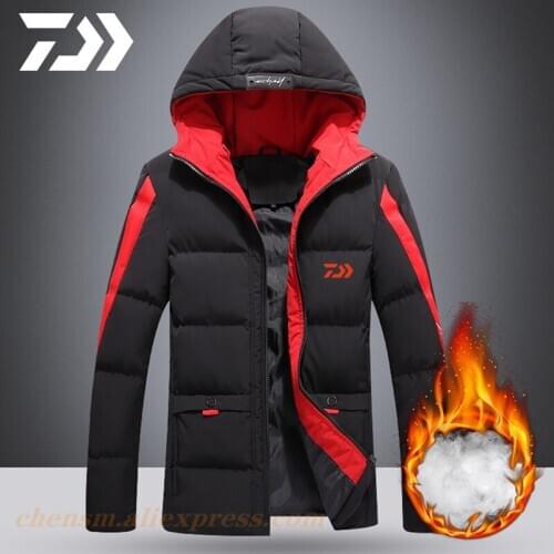 Dawa 2021 Mens Fishing Clothing Winter Thick Thermal Patchwork Clothes Fishing Jacket Letter Outdoor Hiking Cotton Fishing Coat