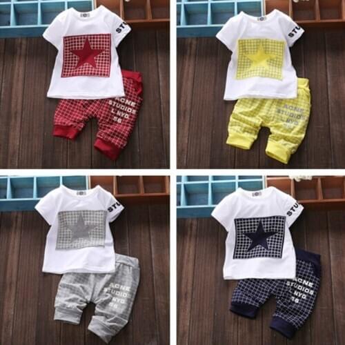 Baby Girls Boys Clothes Brand Summer Kids Clothes Sets Short Sleeved T-Shirt+Pants Suit Star Printed Clothes Newborn Sport Suits
