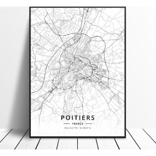 Poitiers Avignon Toulon Annemasse Cannes Montpellier Tours France Canvas Art Map Poster