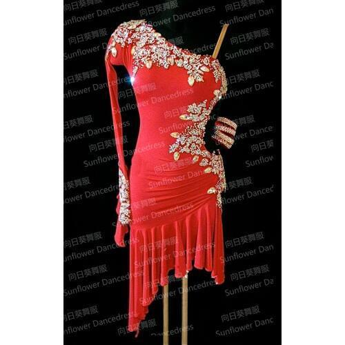 NEW Rumba Jive Chacha Latin Dance Dress,tango salsa samba dance dress, latin dance wear , cha-cha ,Sunflower Dance Dress,red