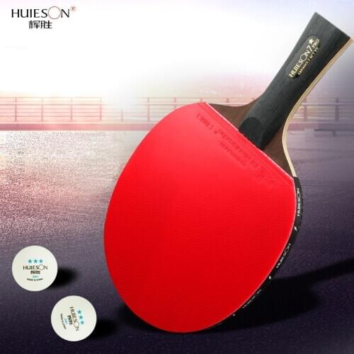 Huieson 7 Star Professional Table Tennis Racket Training Double Face Rubber Quality Ping Pong Bat With Storage Bag Lightweight