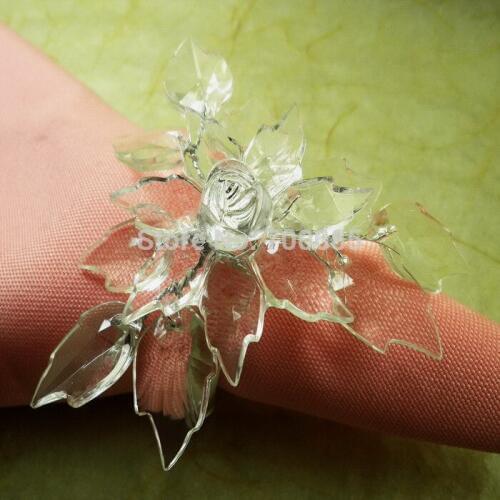 Clear poinsettia napkin rings,flower napkin holder