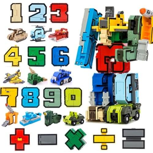Educational Blocks Action Figure Transformation Number Robot Deformation Robot Toy For Children 1Pcs Creative Blocks Assembling