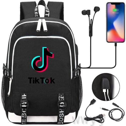 TIK TOK USB Backpack Hot Printed Backpack For Women Men Teenagers Students School Bags Travel Mochilas
