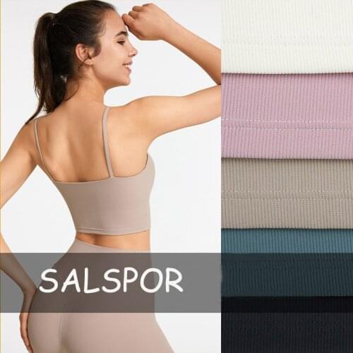SALSPOR New Solid Color Sports Bras Women Beautiful Back Camisole Woman Fitness Running Push Up Yoga Pilates Training Underwear