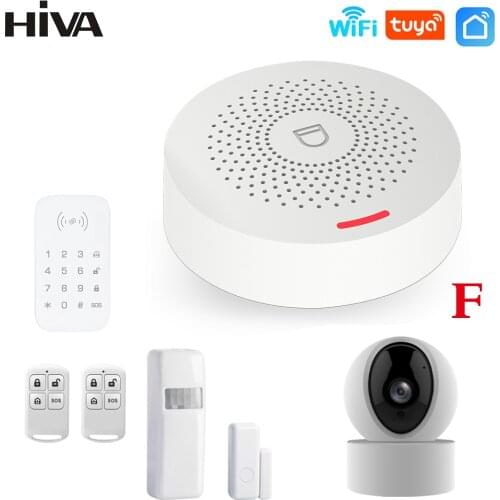 HIVA Wifi GSM Simply Safe Alarm System for Home Office work With Alexa Google Home with door and pir detector