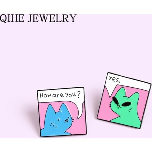 Skateboard illustration Enamel Pin Funny Cats Meme Brooch Lapel Pins for Backpacks Cartoon Animal Badge Jewelry Gift Wholesale