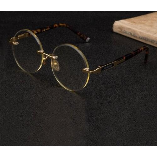 Rimless Glass Sunglasses Man Woman Natural Crystal Stone Round Sun Glasses Vintage Driver Shades Male Anti Eye Dry Scratch UV400