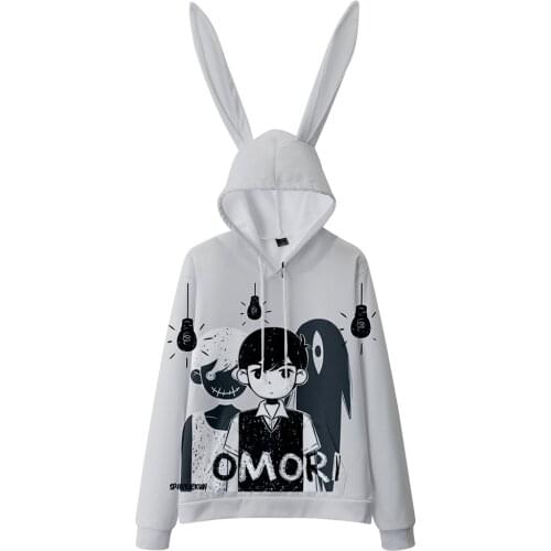 Anime Omori Bunny Ears Hoodie Fashion Hoody Sweatshirts Cosplay Bunny Ear Pullover Women Girls Bunny Ear Tops Kids Clothing
