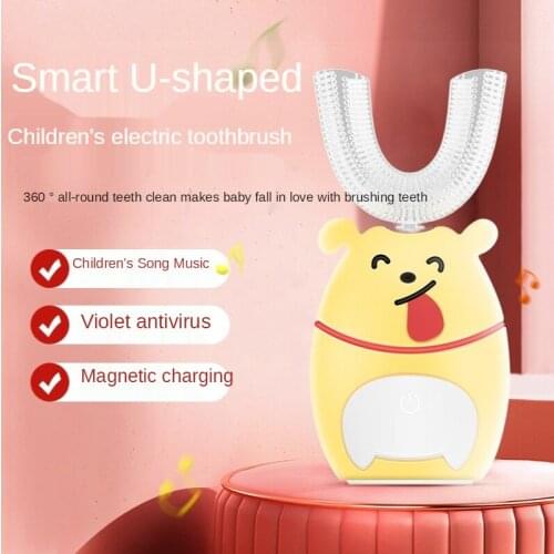 Smart 360 Degree Electric Toothbrush Children Silicone Automatic Ultrasonic Toothbrush Cartoon Pattern Children