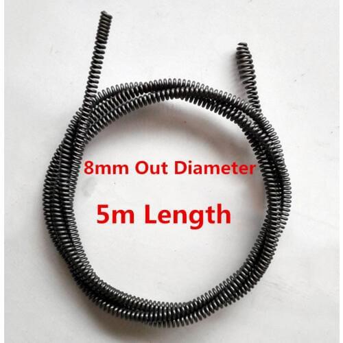 Kitchen Toilet Sewer Dredging Device Compression Spring Pipe Cleaning Tool Extension Spring Cleaner,8mm OD* 5000mm Length