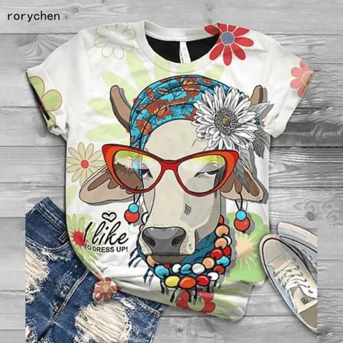 Rorychen Funny Harajuku woman tshirts woman Summer tops 2020 Plus Size cute tops Animal mujer camisetas футболки женские A611