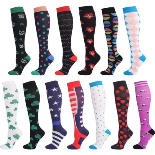 Women Compression Socks Marathon Running Compression Stocking Nurses Knee High Sports Socks Men Female for Varicose Veins