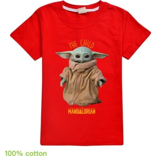 Star Wars Fashion Cartoon Girls Short Sleeve T-shirt Baby Yoda Costume Kids Clothes Boys 7 Years Summer Tops Kids Clothes