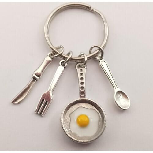 1Pcs Cook Keychain Chef Gift Cook Keychain Fried Egg Keychain Cutlery Keychain Kitchen Gift