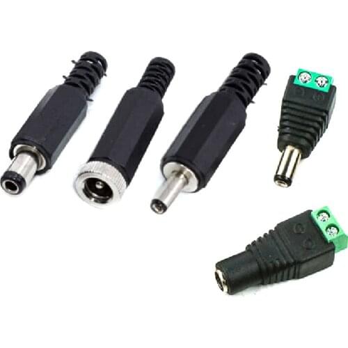 10PCS DC Power Socket 5.5/3.5*1.1/1.3 5.5-2.1/2.5mm Male and Female Transfer Terminal Plug Solder-free 12V Power Terminal