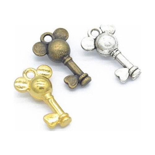 15pcs Vintage Silver/ Bronze Zinc Alloy Cartoon Heart Key Charms Pendant Charms