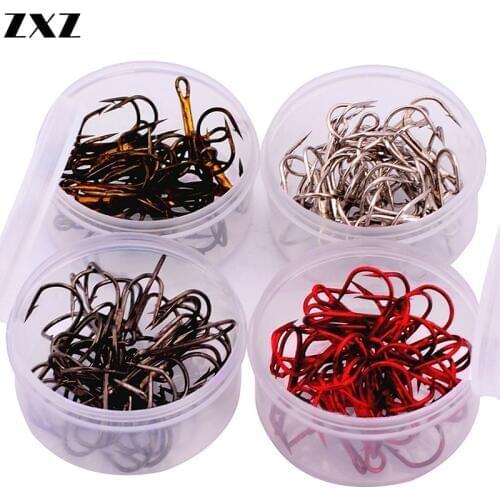 20pcs Nickel Treble Fishing Hooks High Carbon Steel Barbed Fishhooks Super Sharp Triple Hook Sea Tackle Accessories with Box