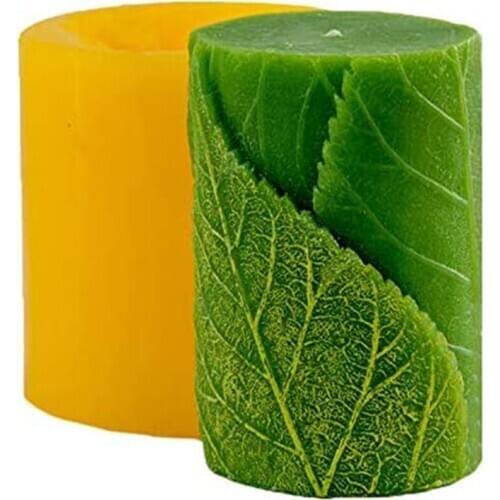 2020 Candle Mold 3D Silicone Craft Molds Cylinder with Leaves DIY Soap Dye Model