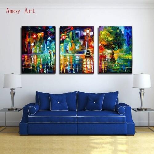 3 piece Walking in Rainy Street Wall Picture for Living Room Print On Canvas Wall Art Home Decor Canvas Painting for bedroom