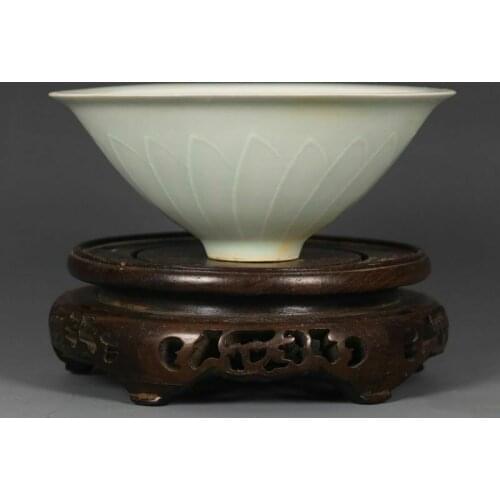 5.9"old Antique Porcelain jingdezhen blue glaze Flower pattern Bamboo hat Bowls