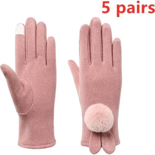 5 Pairs Women Winter Gloves Warm Touchscreen Gloves Windproof Gloves for Women Girls Winter Using